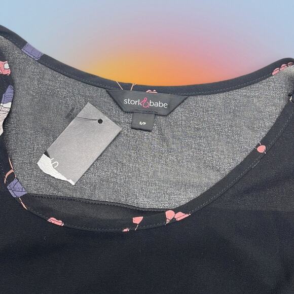 STORK & BABE MATERNITY Women’s Small Black Floral Dress - Picture 6 of 6